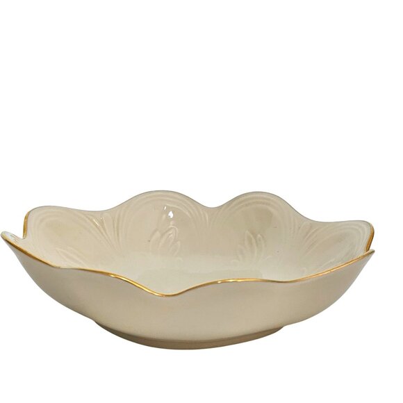 Lenox Saybrooke Gold Serving Bowl 8" scalloped ruffled luxury tableware - Picture 4 of 11